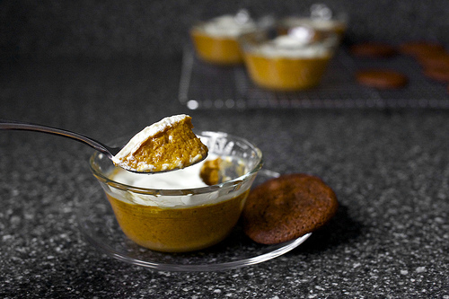 baked pumpkin and sour cream puddings