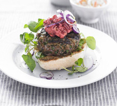 Herby lamb burgers with beetroot mayo