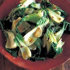 Wok-Seared Baby Bok Choy with Chili Oil and Garlic