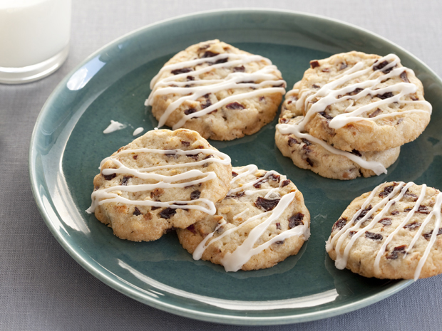 Dried Cherry and Almond Cookies with Vanilla Icing