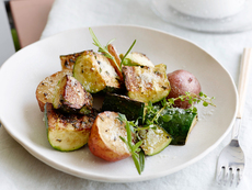 Broiled Zucchini and Potatoes with Parmesan Crust