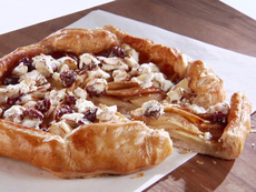 Apple Galette with Goat Cheese, Sour Cherry, and Almond Topping