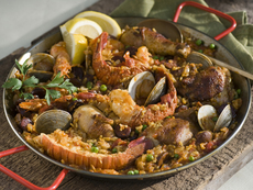 Paella with Seafood, Chicken, and Chorizo