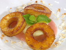Coconut and Key Lime Pudding Cakes with Guava Coulis