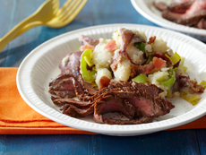 Marinated Grilled Flank Steak with BLT Smashed Potatoes