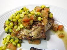 Argentinean Garlic Chicken With Corn, Tomato and Parsley Sauce