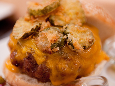 Classic All-American Burger with Fried Sweet Pickles