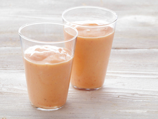 Coconut Water Smoothie with Mango, Banana and Strawberries