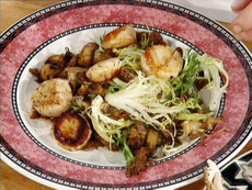 Sauteed Scallops with Wild Mushrooms and Frisee