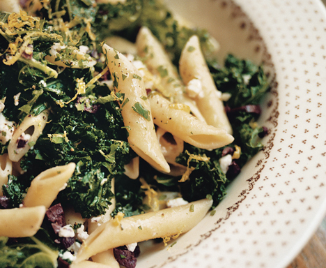 Penne with Green Olives and Feta