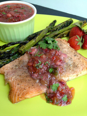 Grilled Salmon with Strawberry Rhubarb Salsa