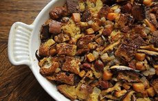 Ciabatta Stuffing with Chorizo, Sweet Potato, and Mushrooms