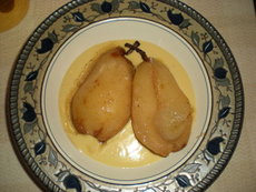 Roasted Pears with Chai Spiced Creme Anglaise