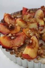 Roasted Peach, Rice Pudding, and Toasted Walnut Tart in Brown Butter Crust