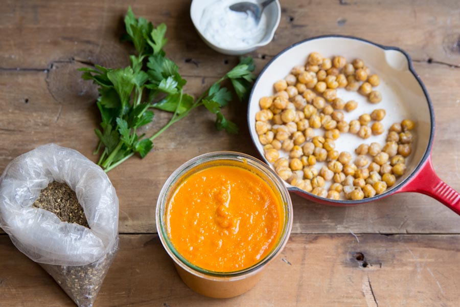 Carrot Soup Recipe with Roasted Chickpeas